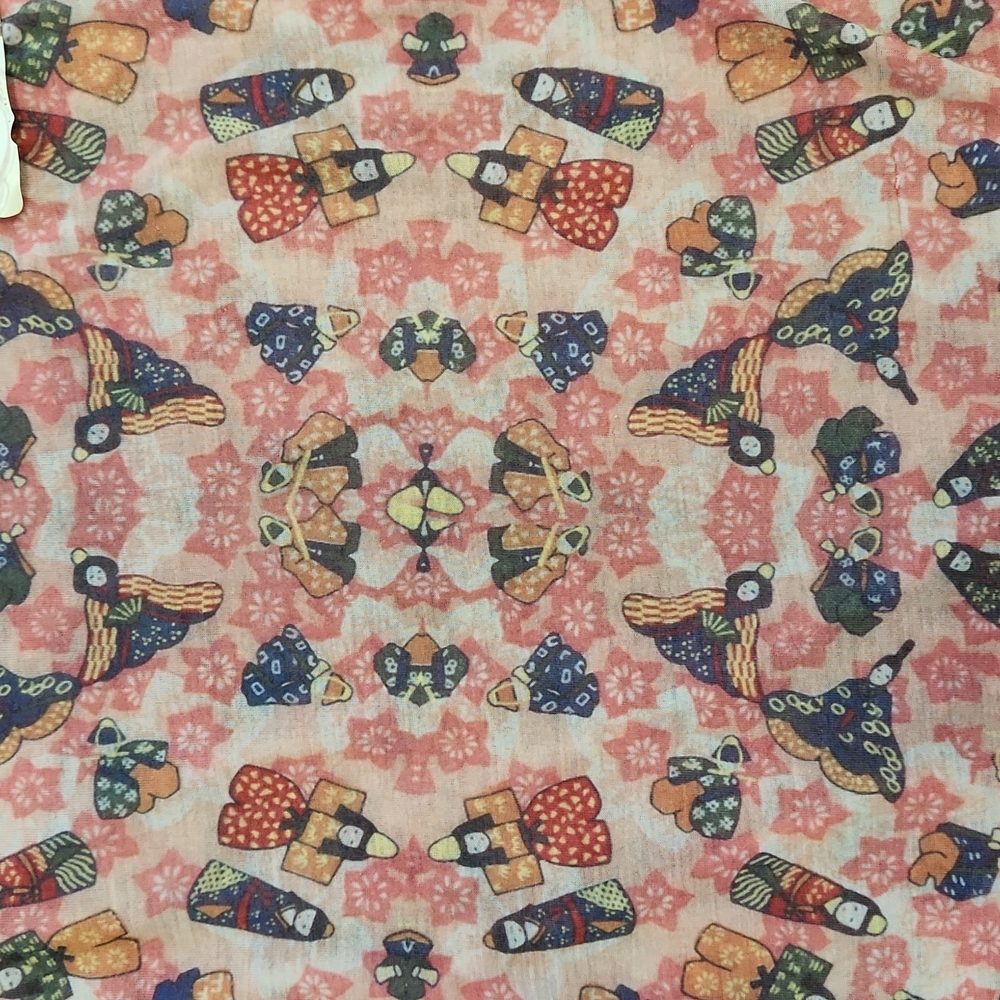 nwt ONE WORLD Geisha kaleidoscope tank M Asian print multicolor lightweight top - Picture 2 of 4